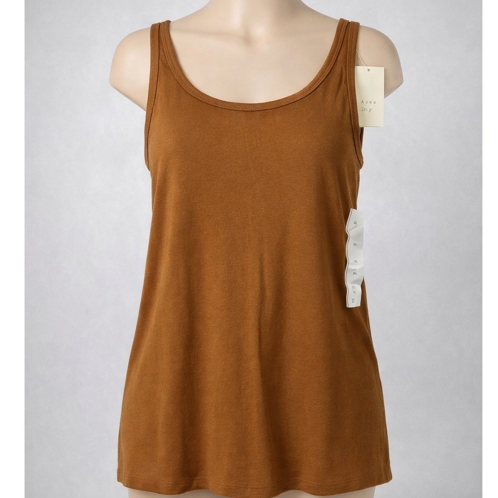 A New Day Womens XL Brown Tank Top 2 Pack Scoop Neck Sleeveless Stretch New